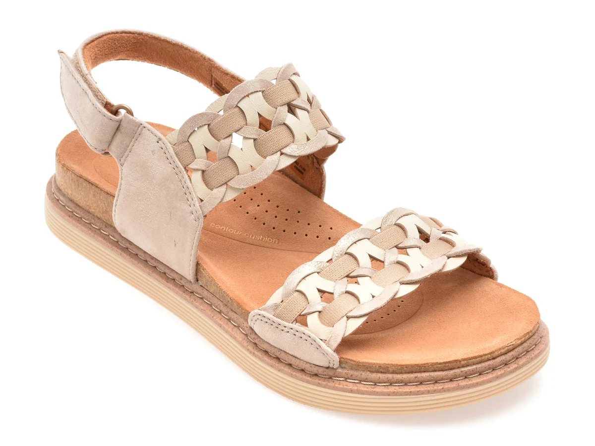 Sandale Clarks Argintii Arwell Glide Din Piele Naturală