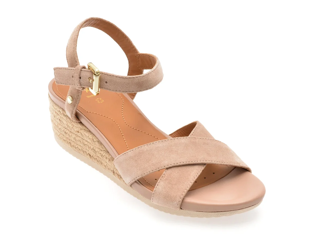Sandale Geox Nude, D55HHB, Din Piele Intoarsa