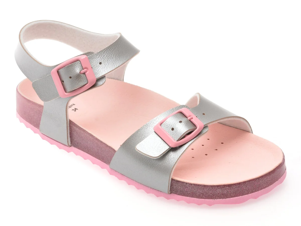 Sandale Geox Argintii, J558MI, Din Piele Ecologică