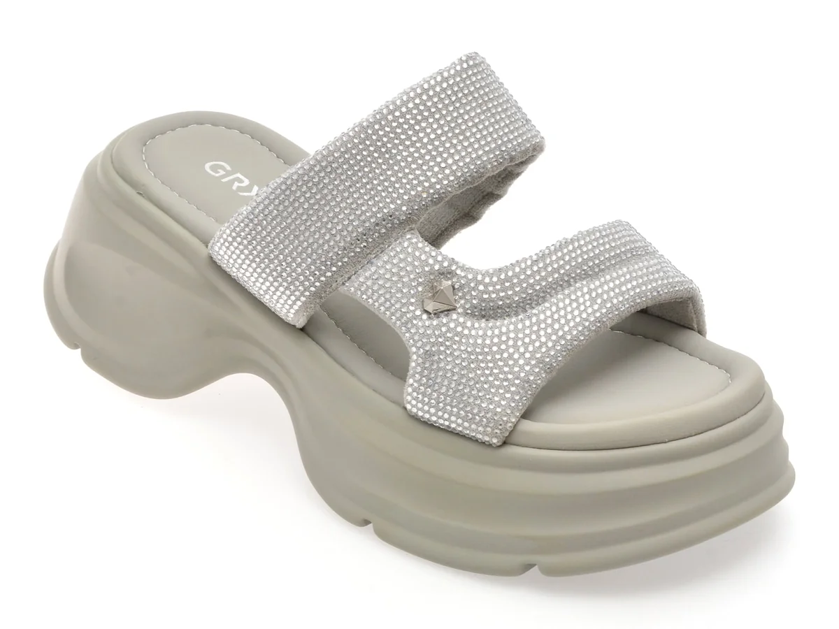 Papuci Gryxx Gri, 47393, Din Material Textil