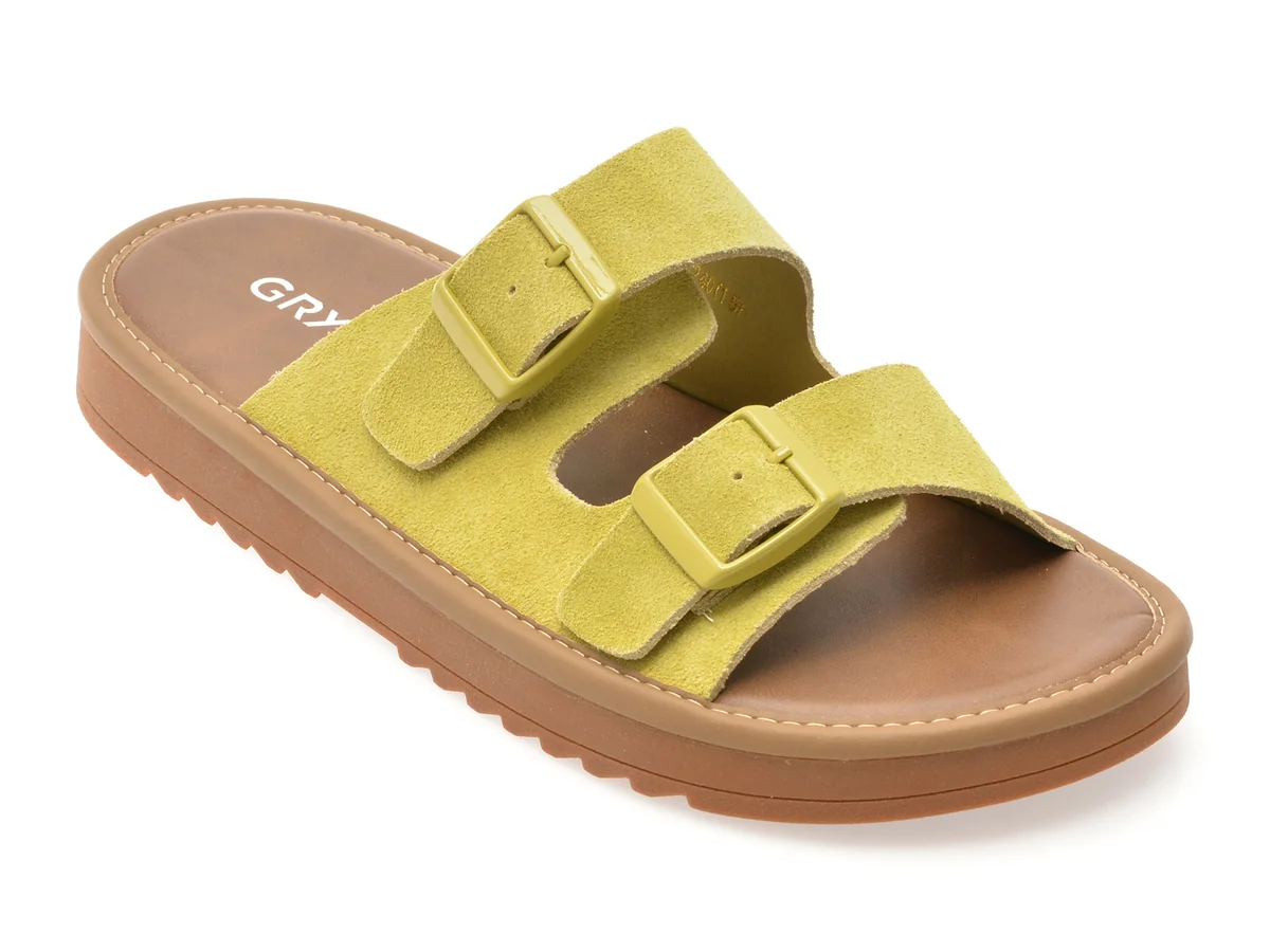 Papuci Gryxx Verzi, 12504, Din Piele Întoarsă