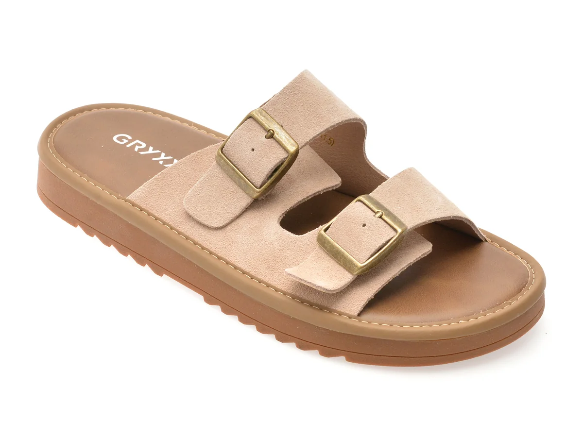 Papuci Gryxx Bej, 12504, Din Piele Întoarsă