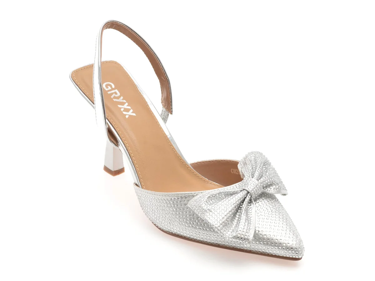 Pantofi Eleganti Gryxx Argintii 82944 Din Material Textil