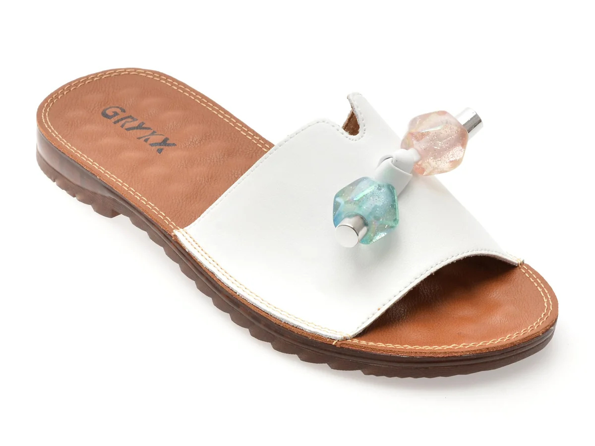 Papuci Gryxx Albi, 82910, Din Piele Naturala