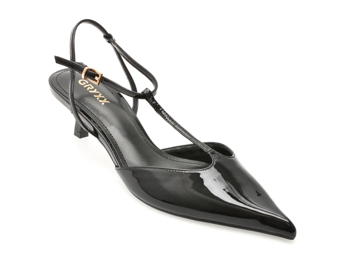 Pantofi Eleganți Gryxx Negri, 82946, Din Piele Naturală Lăcuită