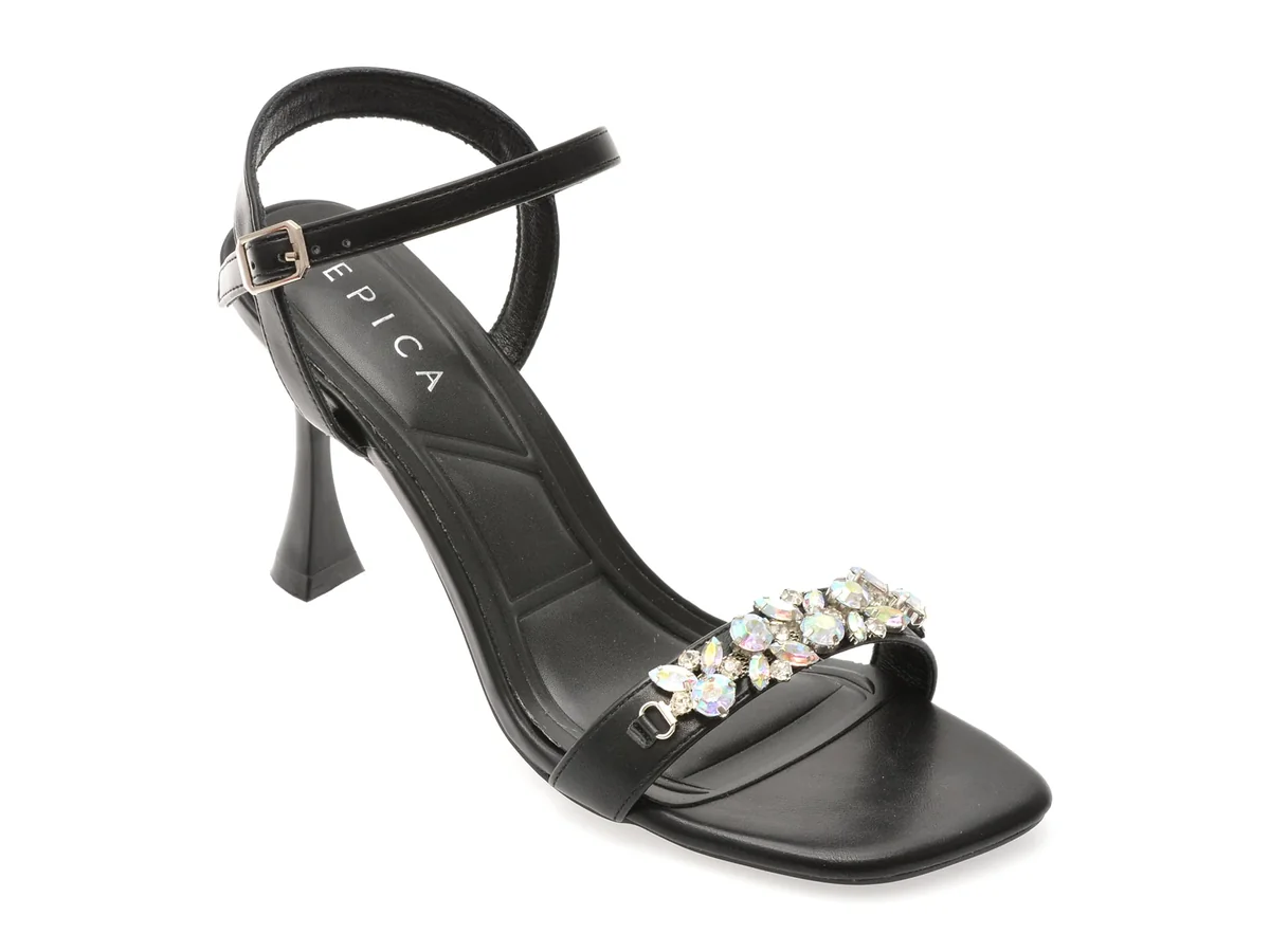 Sandale Elegante Epica Negre, 82989, Din Piele Ecologica