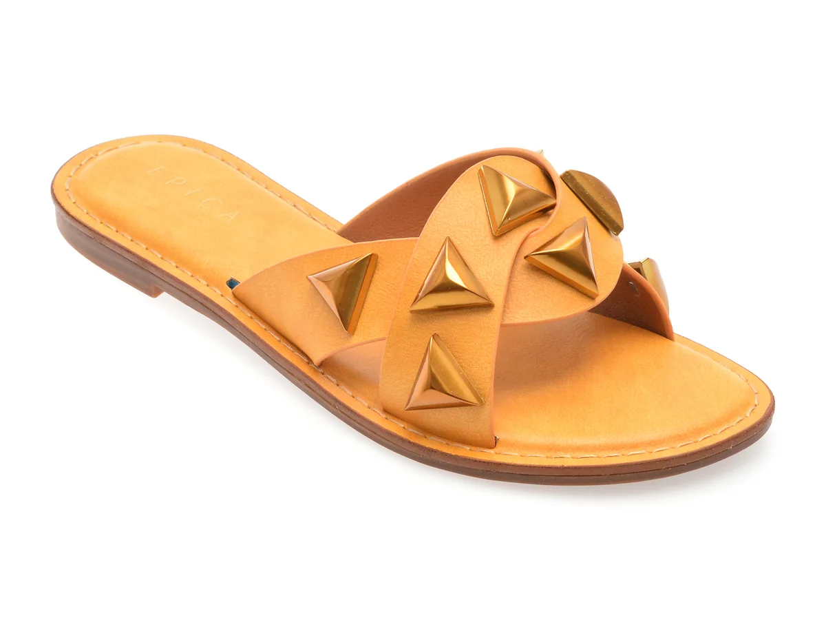 Papuci Epica Galbeni, 82922, Din Piele Ecologica