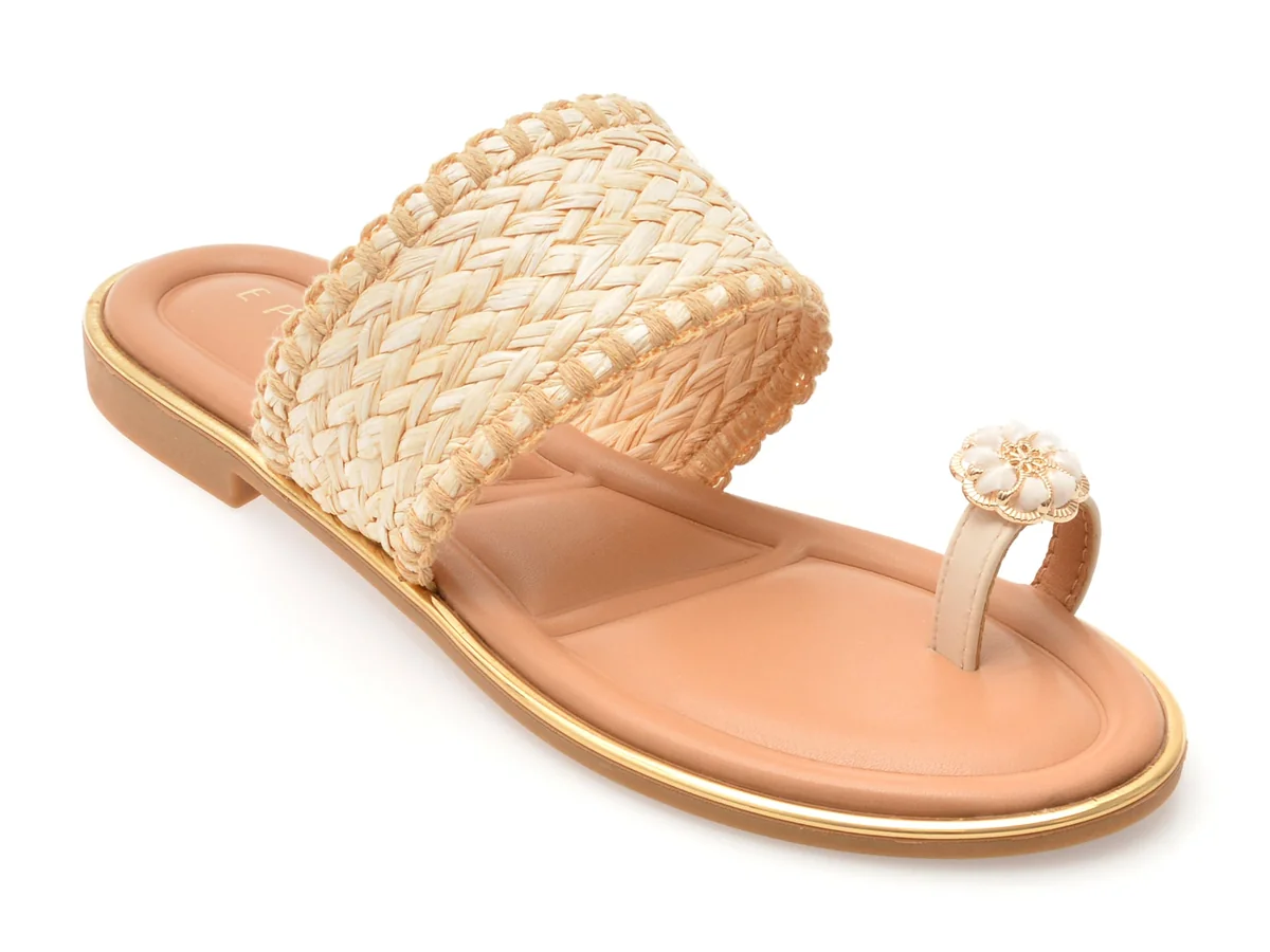 Papuci Epica Bej, 82959, Din Material Textil