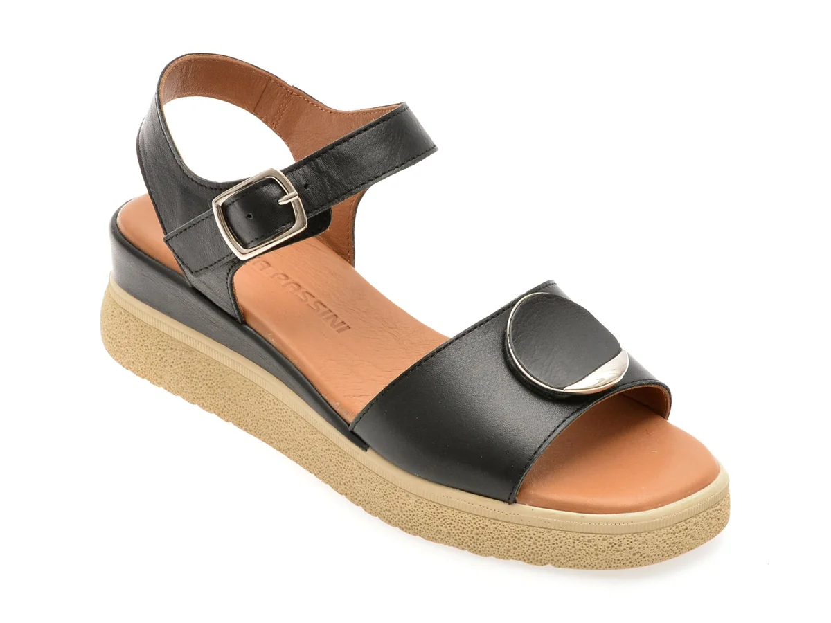 Sandale Flavia Passini Negre, 13221, Din Piele Naturală