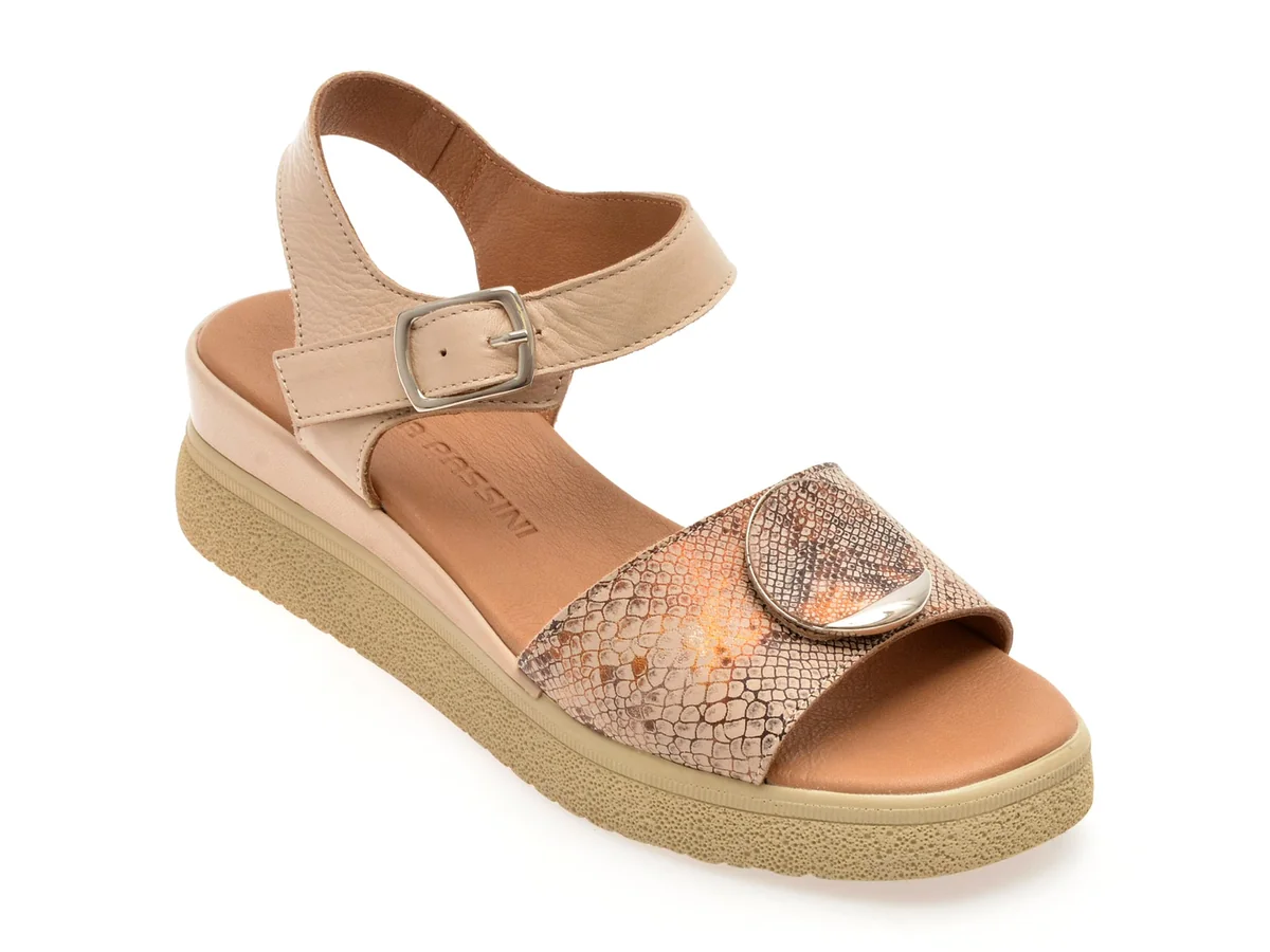 Sandale Flavia Passini Bej, 13221, Din Piele Naturala