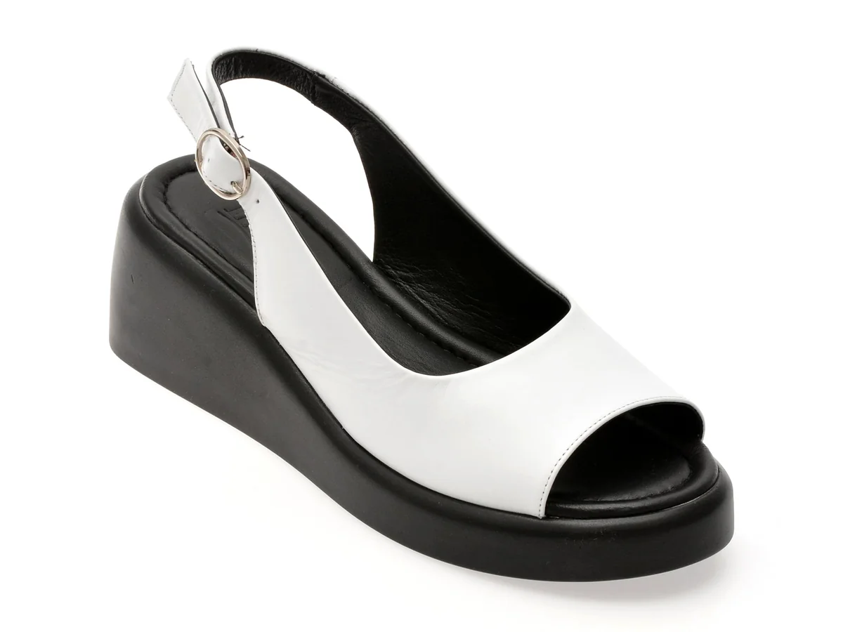 Sandale Image Albe, 22054, Din Piele Naturala