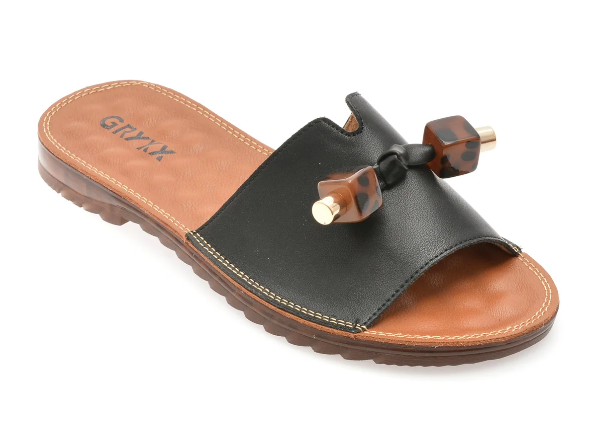 Papuci Gryxx Negri 82910 Din Piele Naturala
