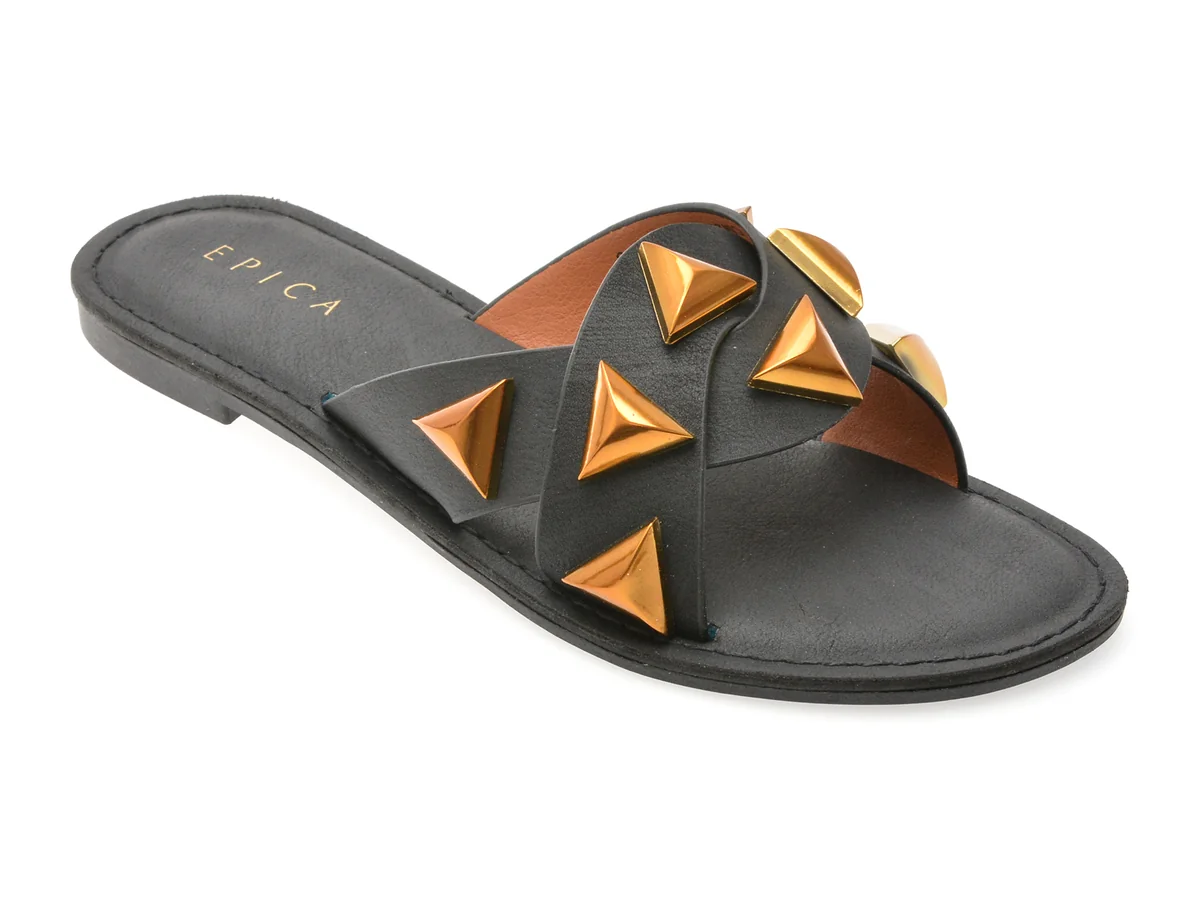 Papuci Epica Negri, 82922, Din Piele Ecologică