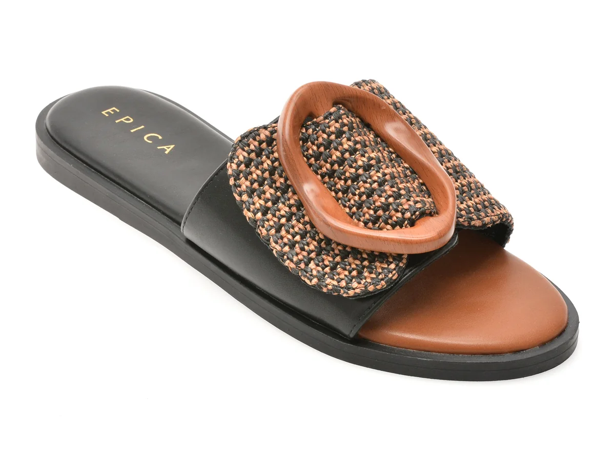 Papuci Epica Negri, 82913, Din Piele Ecologică