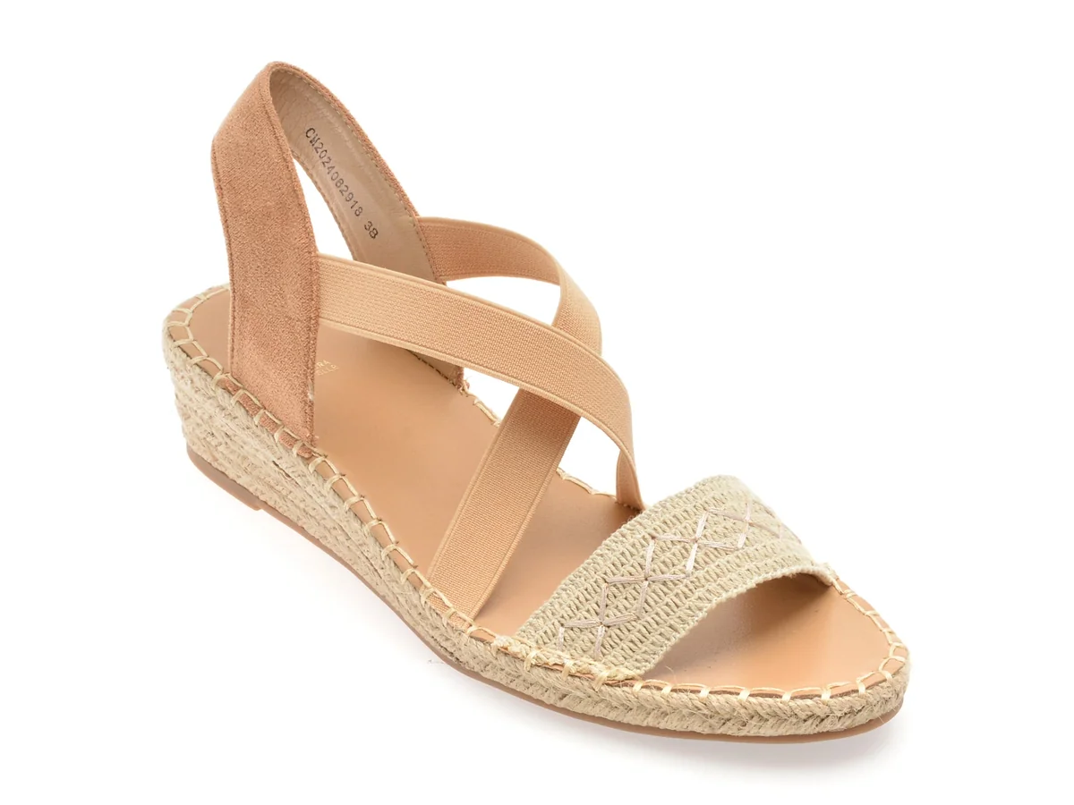 Sandale Epica Bej, 82918, Din Material Textil