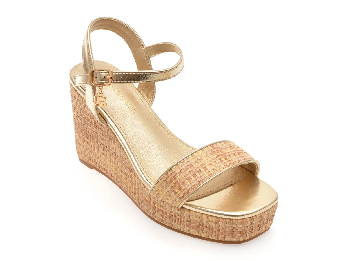 Sandale Laura Biagiotti Aurii, 9106, Din Piele Ecologică