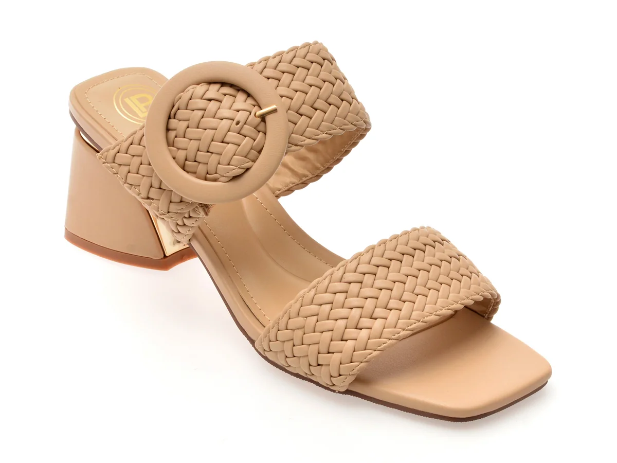 Papuci Laura Biagiotti Bej, 9038, Din Piele Ecologica