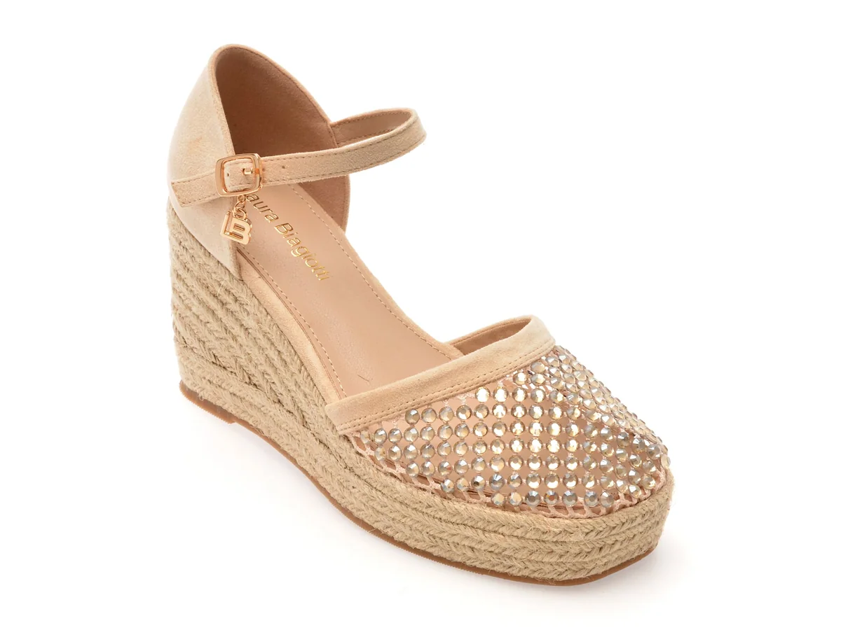 Sandale Laura Biagiotti Bej, 9103, Din Material Textil