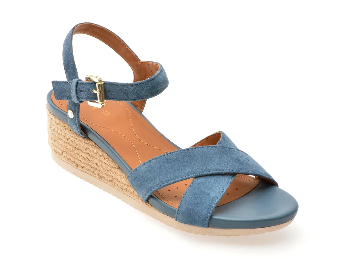 Sandale Geox Albastre, D55HHB, Din Piele Întoarsă