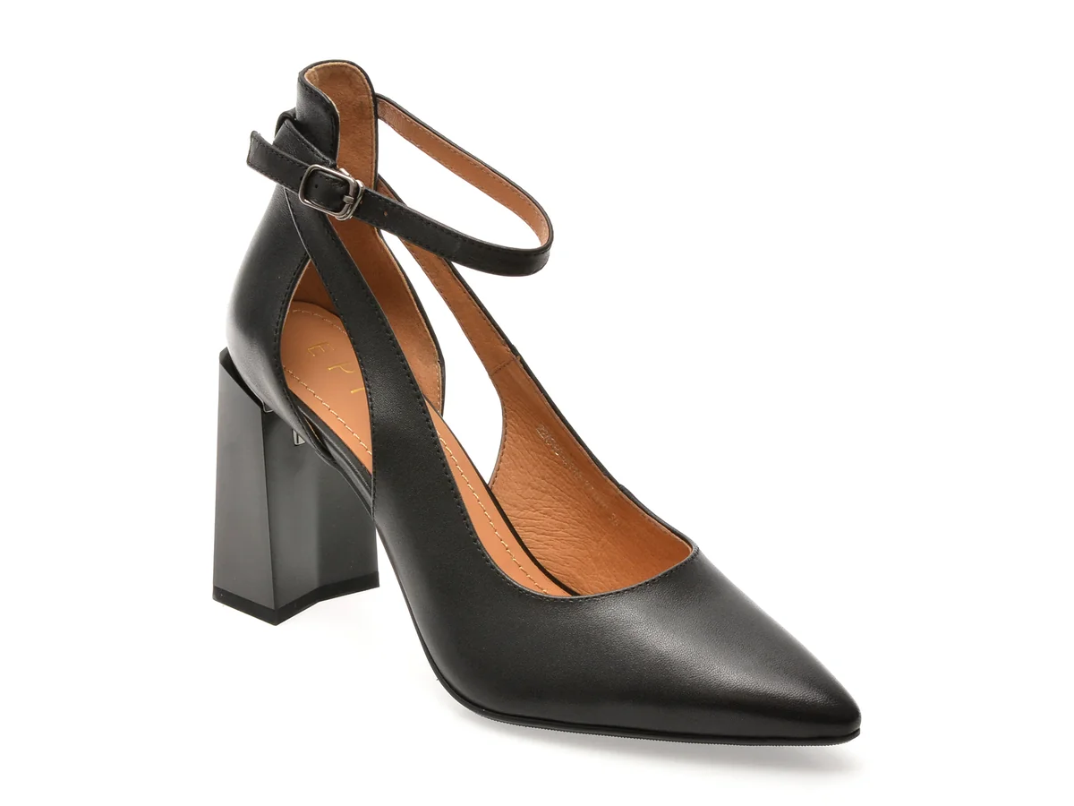 Pantofi Eleganți Epica Negri, A110, Din Piele Naturală