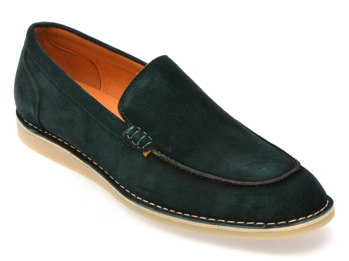 Mocasini Epica Verzi, B463G48, Din Piele Întoarsă
