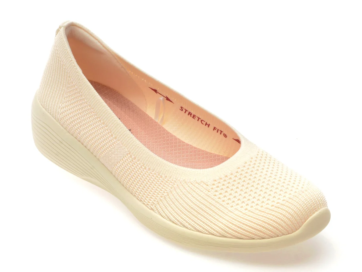 Balerini Skechers Bej, Arya, Din Material Textil