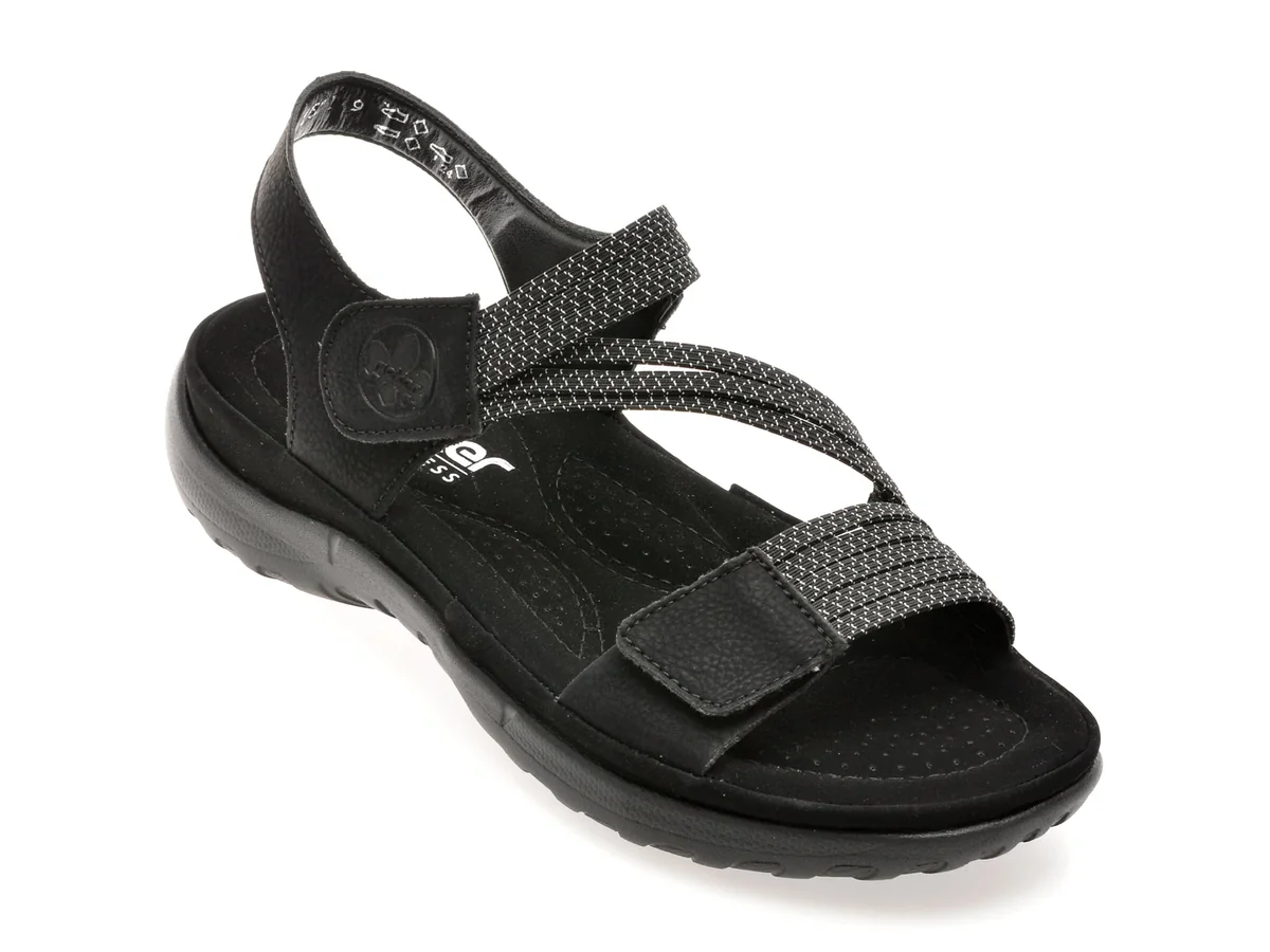 Sandale Rieker Negre, 64870, Din Piele Ecologica