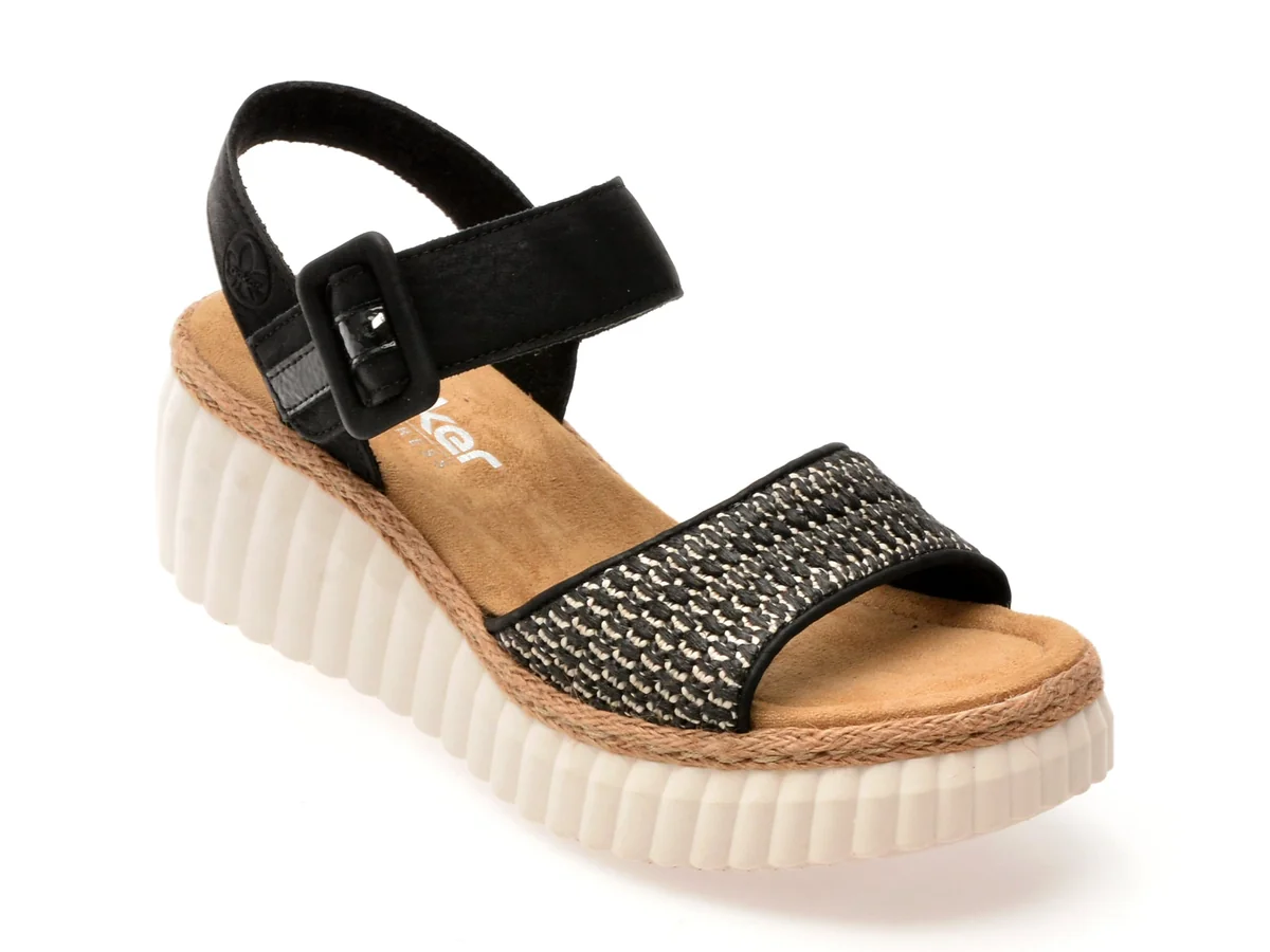 Sandale Rieker Negre, 69176, Din Piele Ecologică