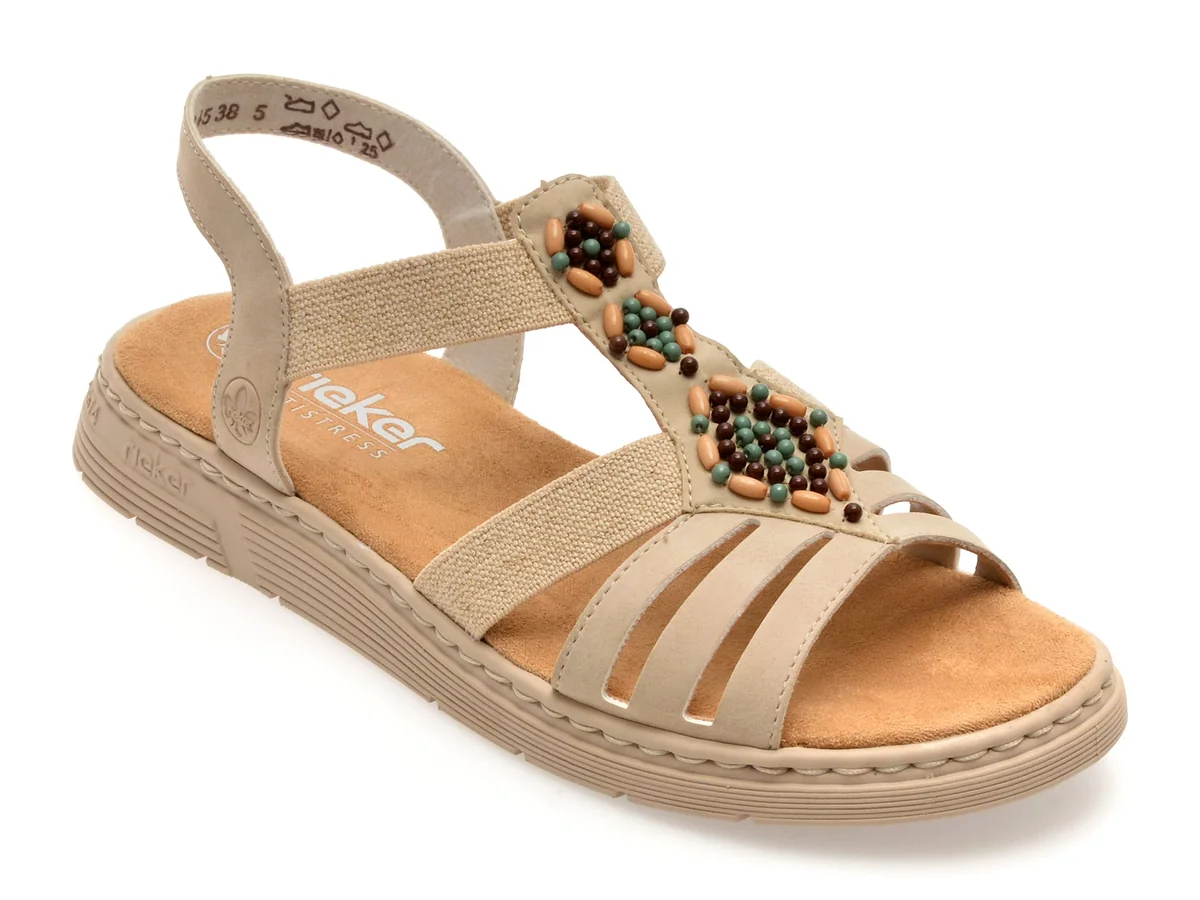 Sandale Rieker Bej, V9120, Din Piele Ecologică
