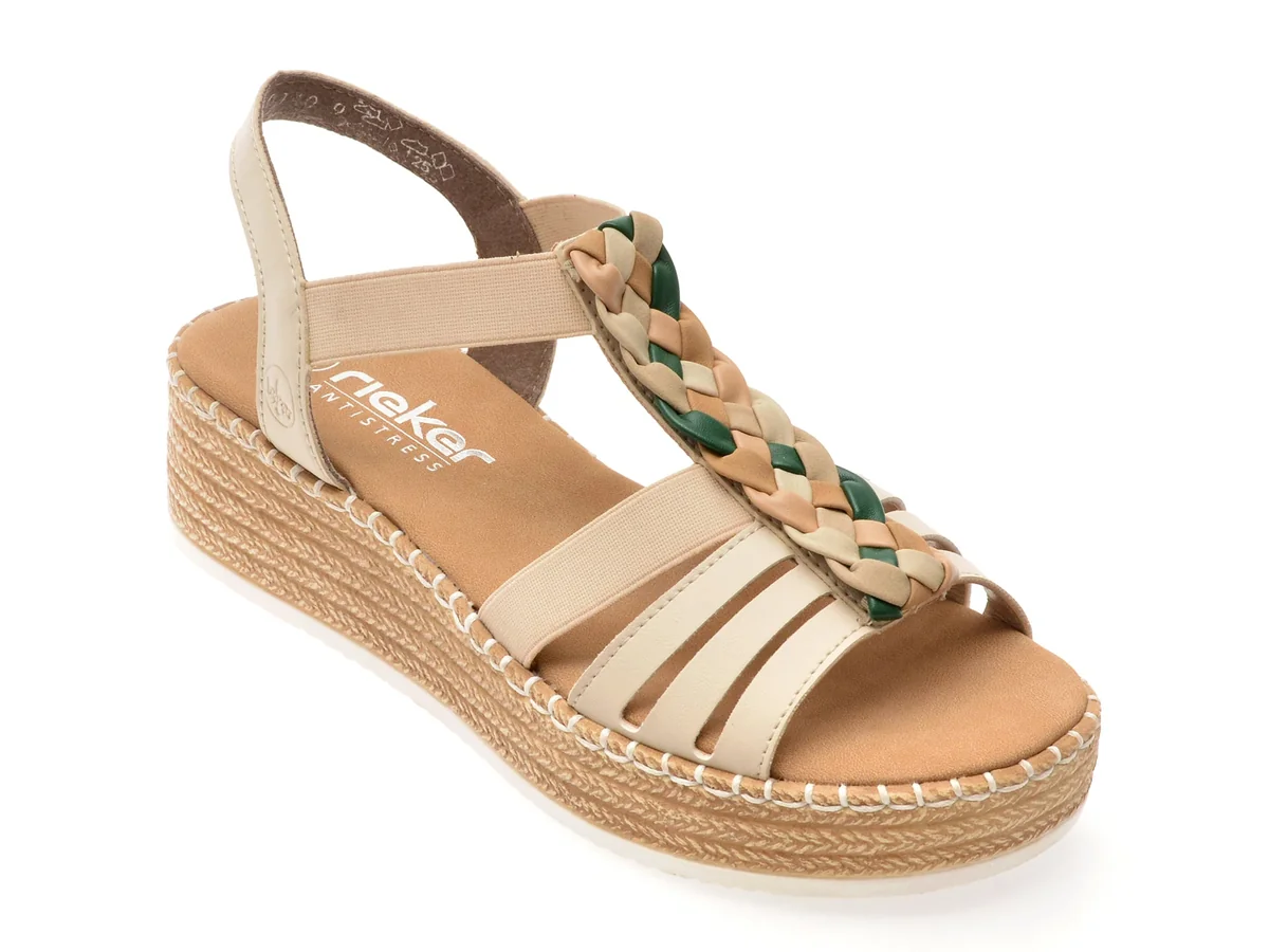 Sandale Rieker Bej, V4550, Din Piele Ecologică
