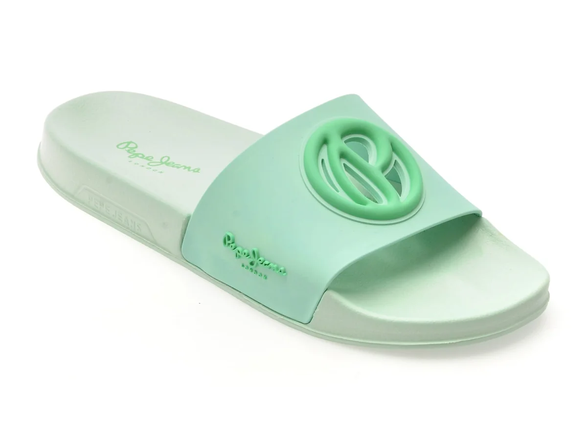 Papuci Pepe Jeans Verzi, Slider Brand, Din PVC