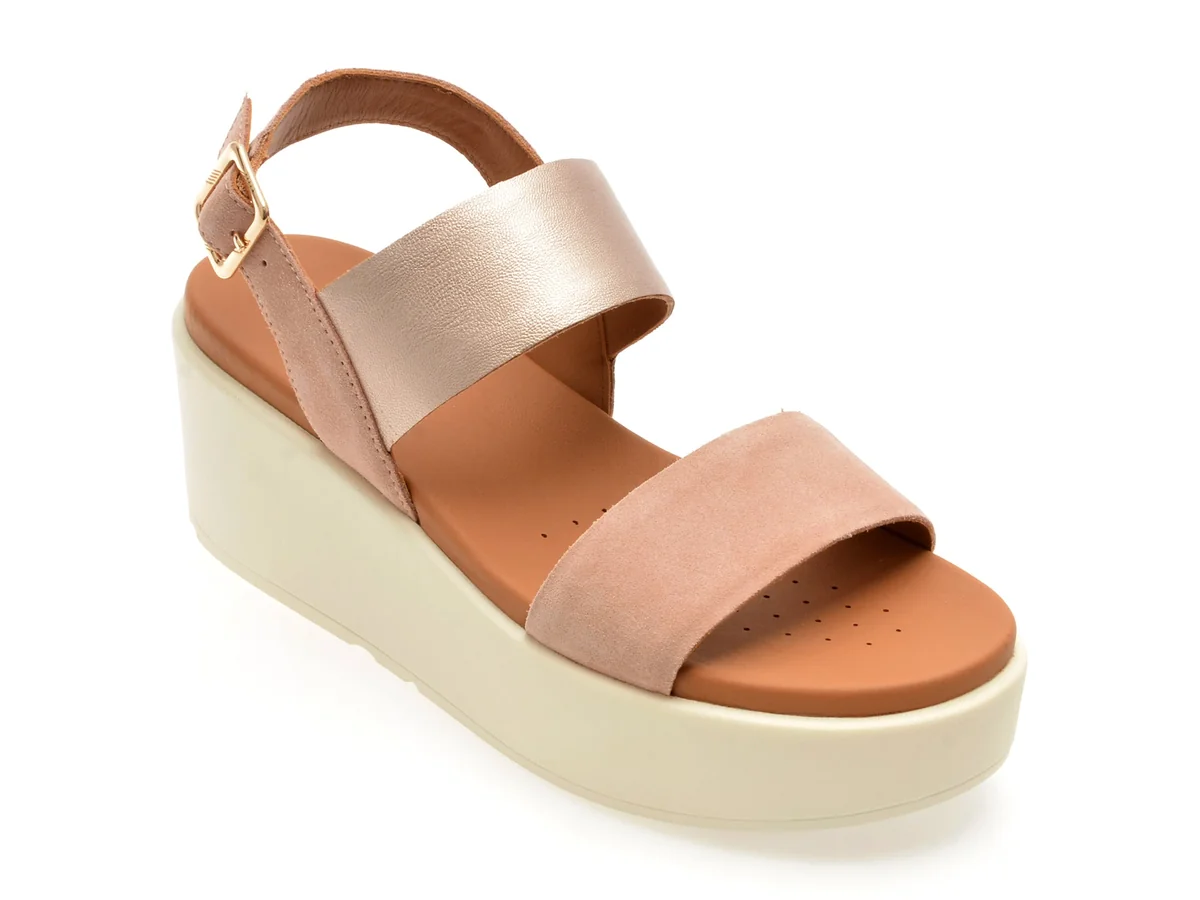 Sandale Geox Nude, D45M1A, Din Piele Întoarsă