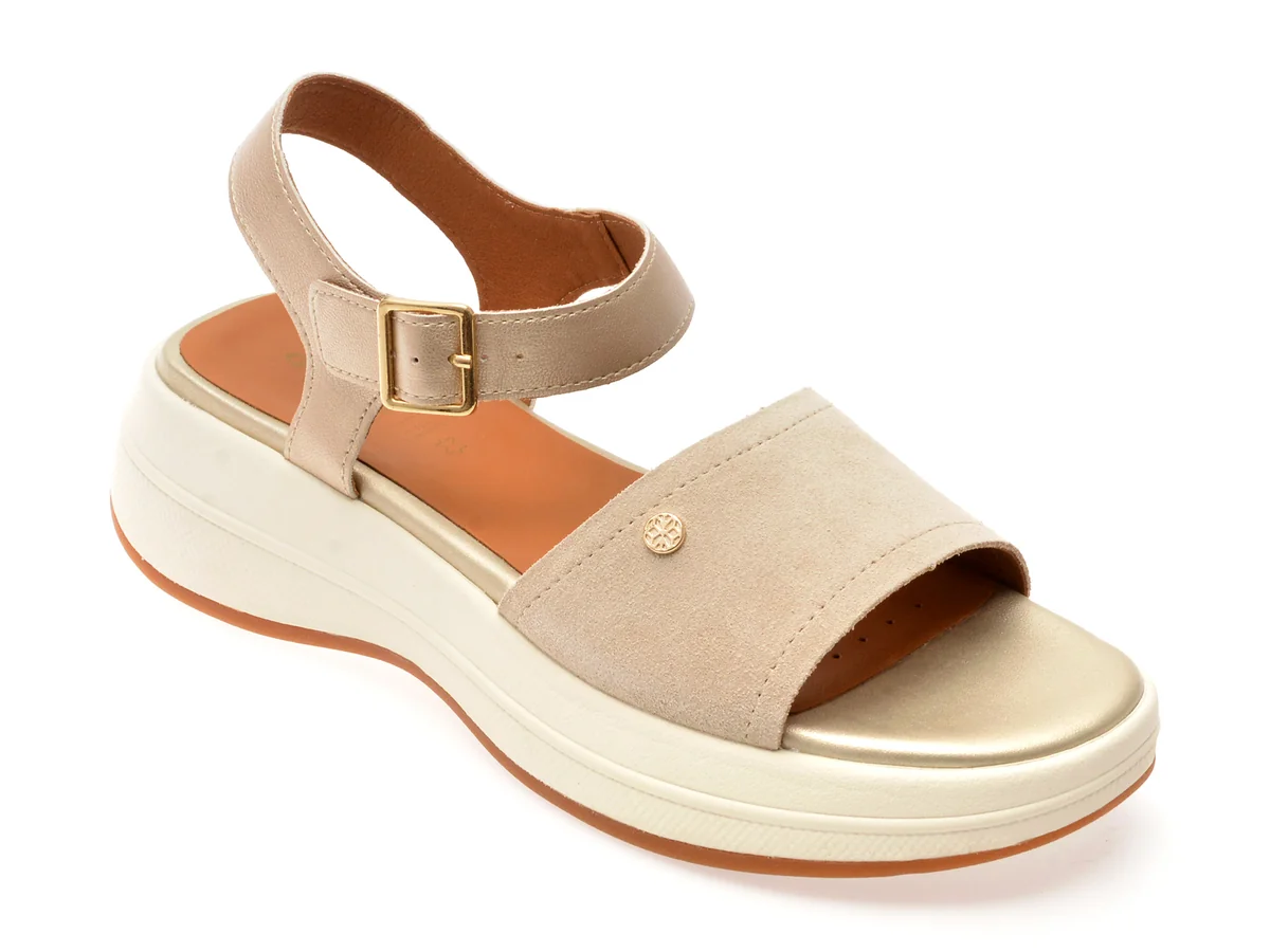 Sandale Geox Bej, D550VA, Din Piele Întoarsă