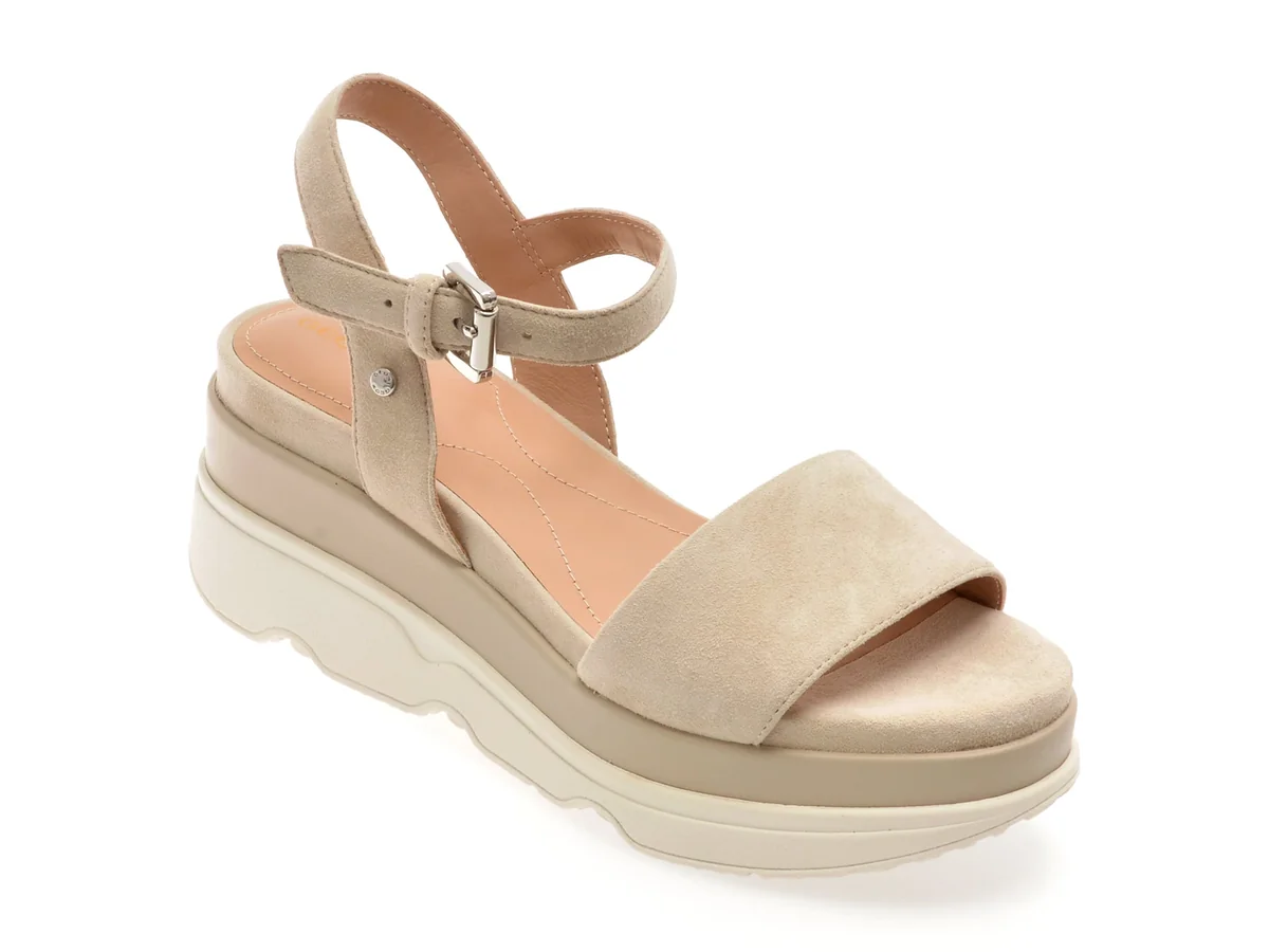 Sandale Geox Gri, D02HBC, Din Piele Întoarsă