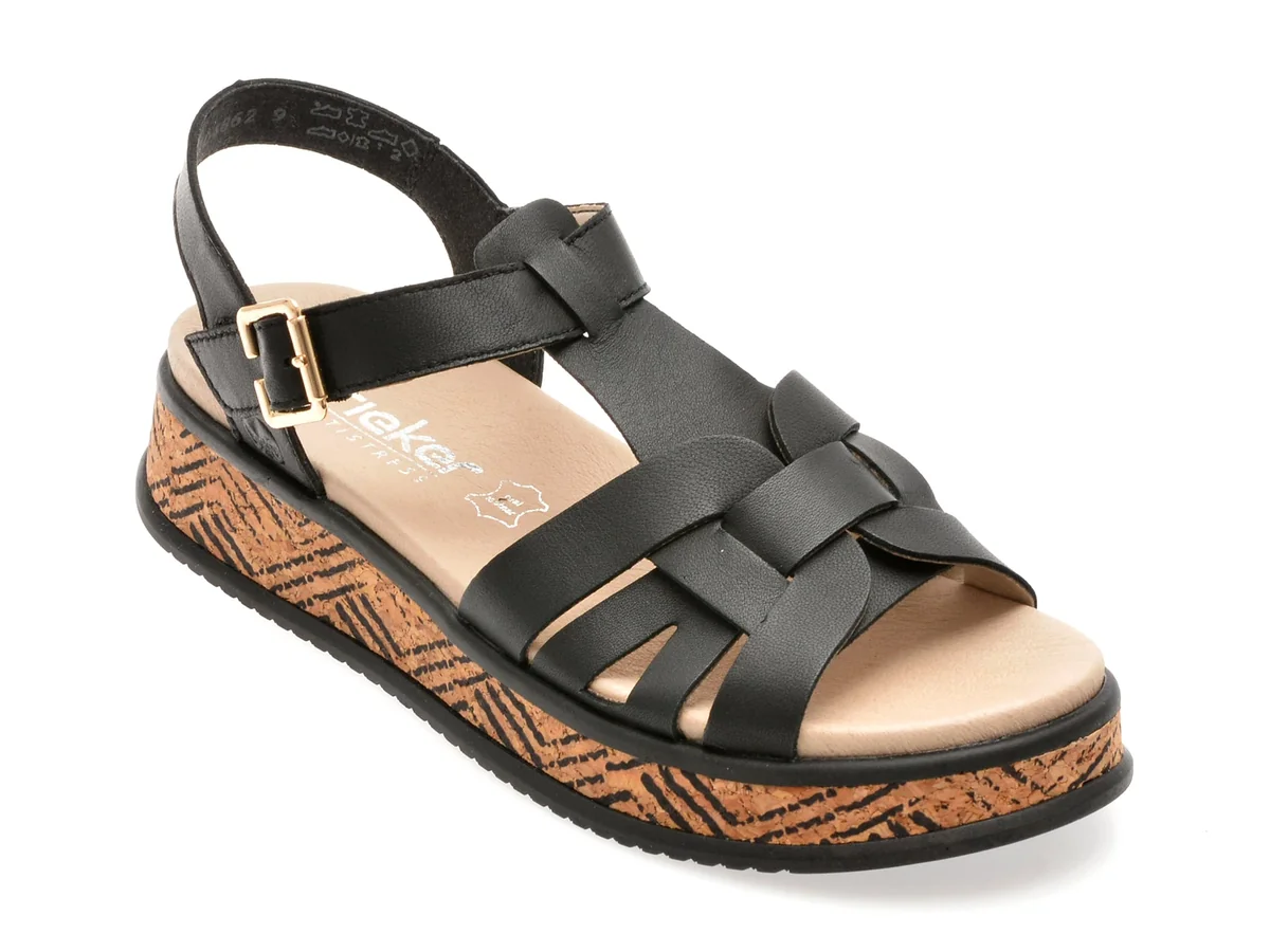 Sandale Rieker Negre W0853 Din Piele Naturala