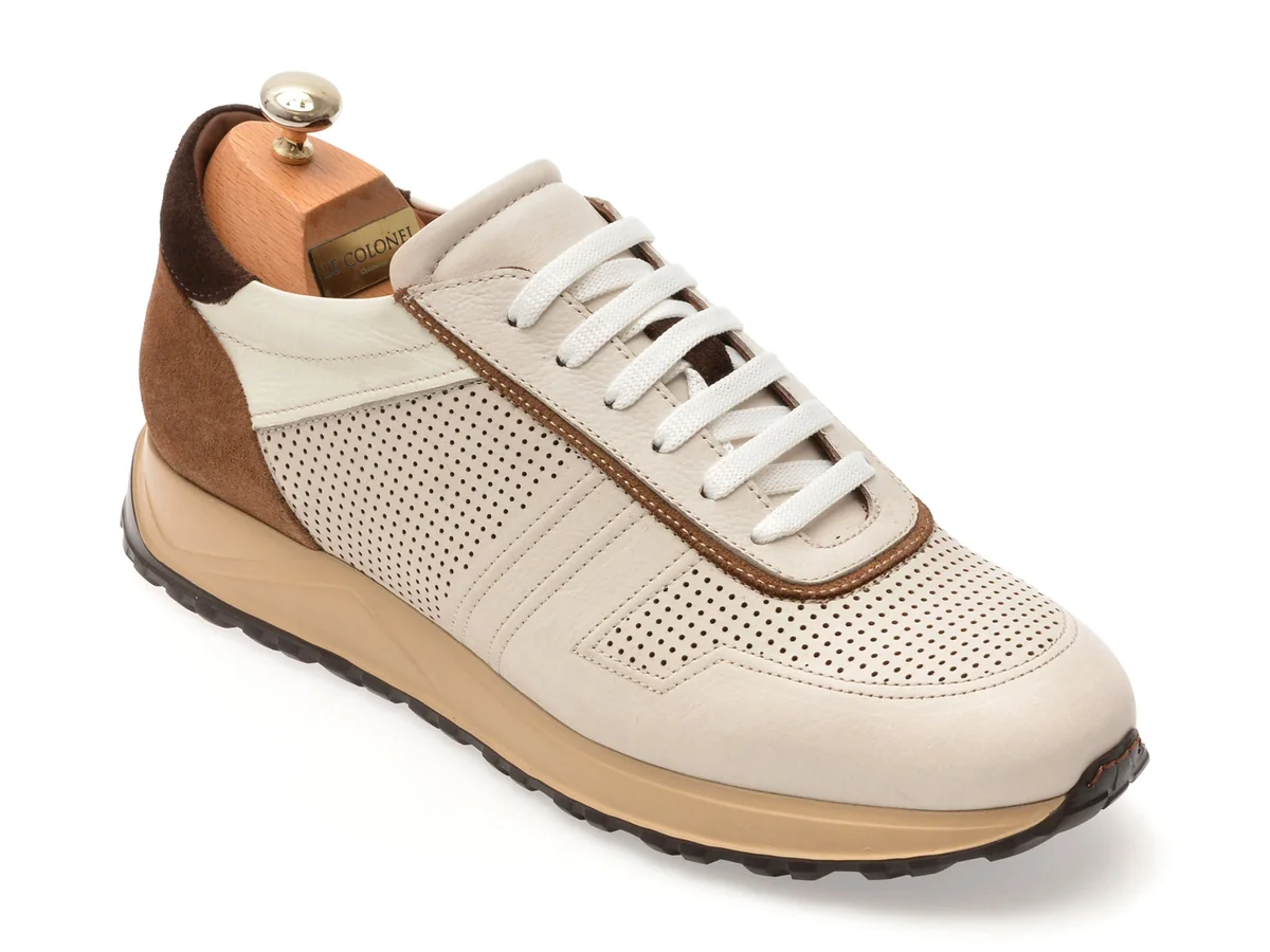 Pantofi Sport Le Colonel Bej, 64384, Din Piele Naturală