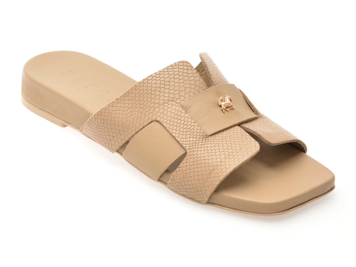 Papuci Epica Bej, 459983, Din Piele Naturala