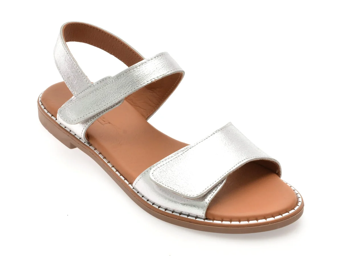 Sandale Flavia Passini Argintii, 2921003, Din Piele Naturala