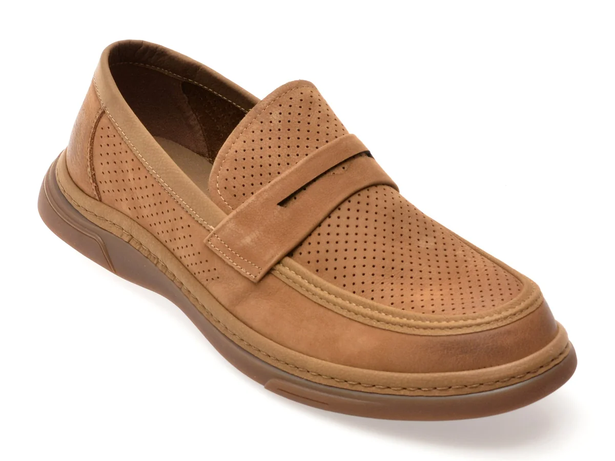 Mocasini Epica Kaki, N03073, Din Piele Întoarsă