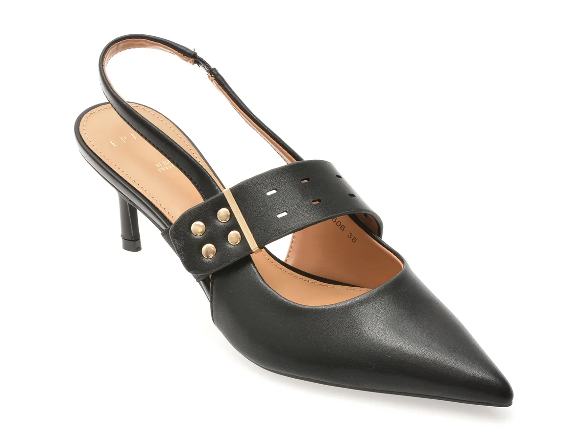 Pantofi Eleganti Epica Negri, 101606, Din Piele Naturala