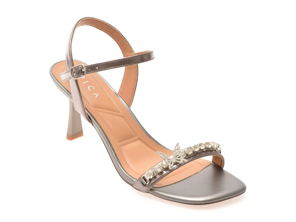 Sandale Elegante Epica Gri, 101604, Din Piele Naturala