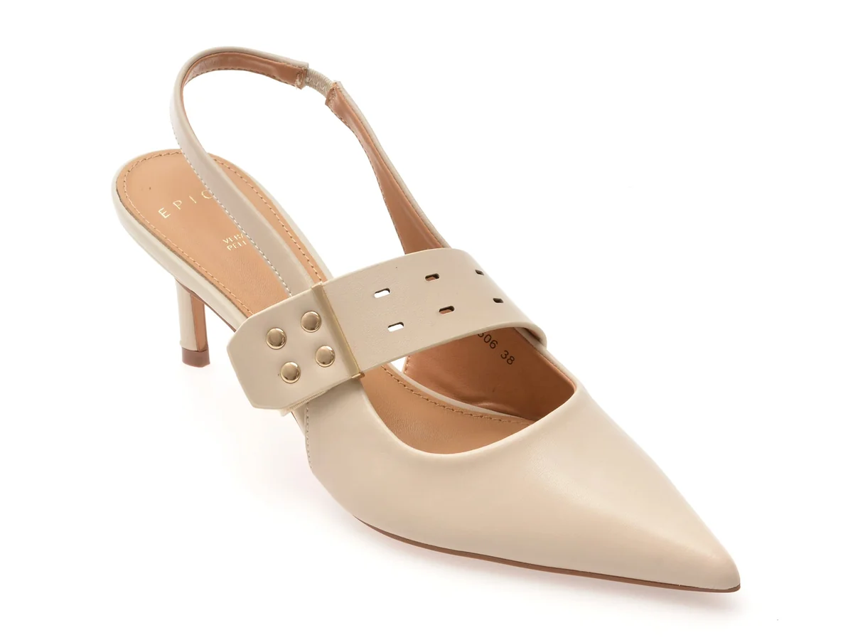 Pantofi Eleganti Epica Bej, 101606, Din Piele Naturala