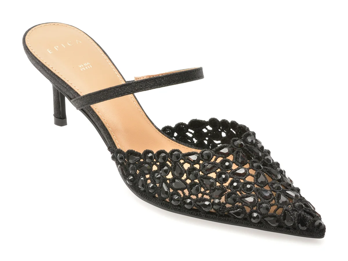 Pantofi Eleganți Epica Negri, 101605, Din Material Textil