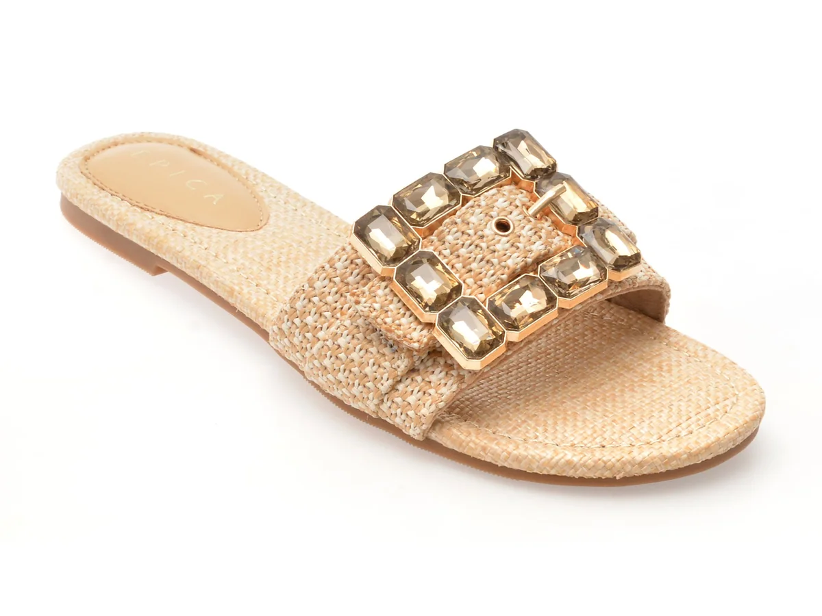 Papuci Epica Bej, 70420, Din Piele Ecologică