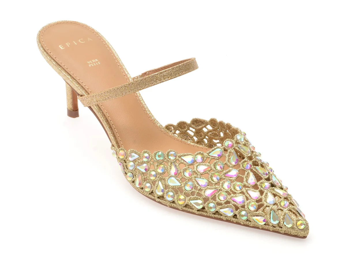 Pantofi Eleganți Epica Aurii, 101605, Din Material Textil
