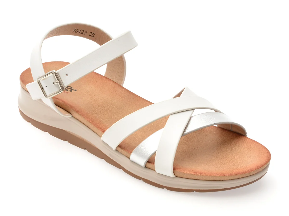 Sandale Image Albe, 70423, Din Piele Naturala