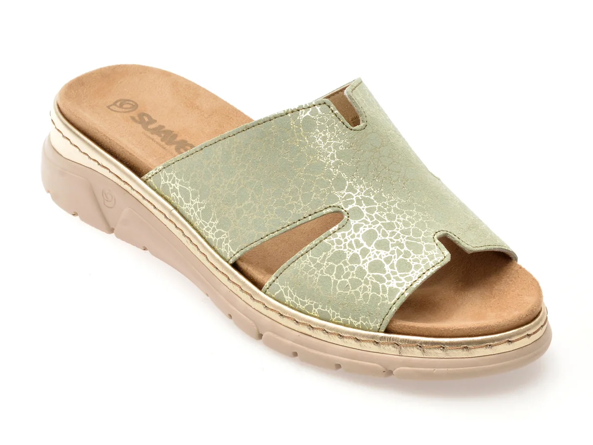 Papuci Suave Verzi Mostar Din Piele Naturala