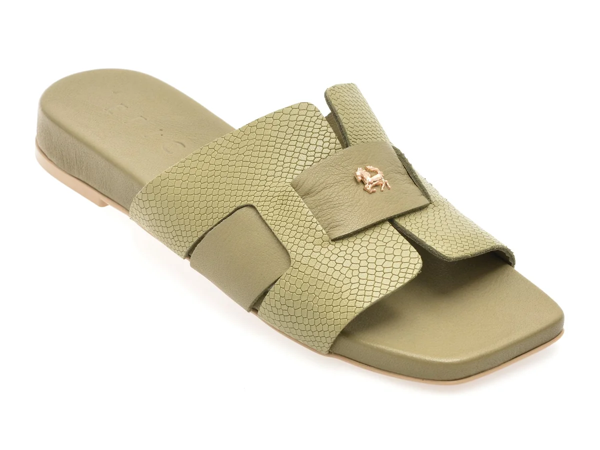 Papuci Epica Kaki, 459983, Din Piele Naturala