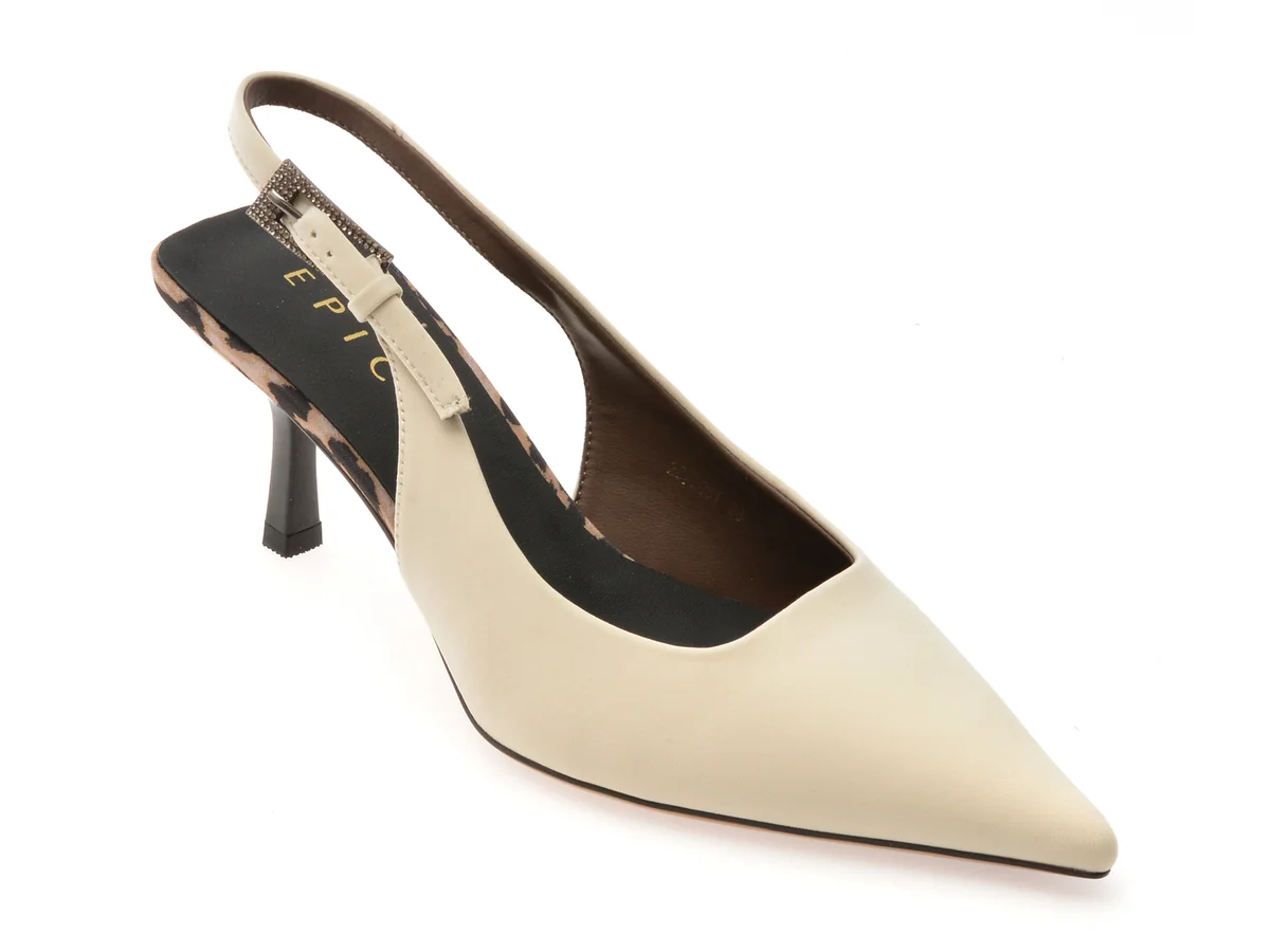 Pantofi Eleganți Epica Bej, 26P2061, Din Material Textil