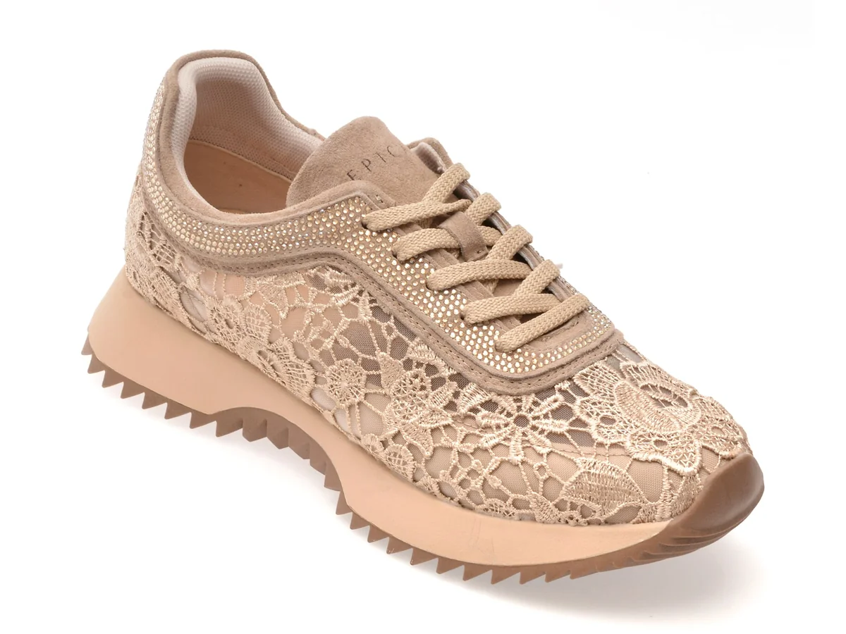 Pantofi Sport Epica Nude, QS663, Din Material Textil